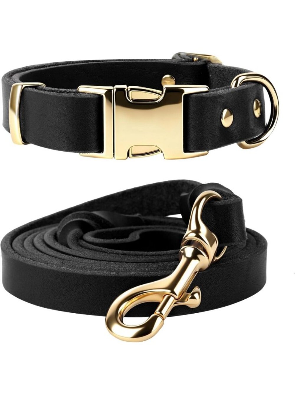 Durable Leather Dog Collar & 6FT Leash Set - Adjustable, Soft, Heavy Duty for